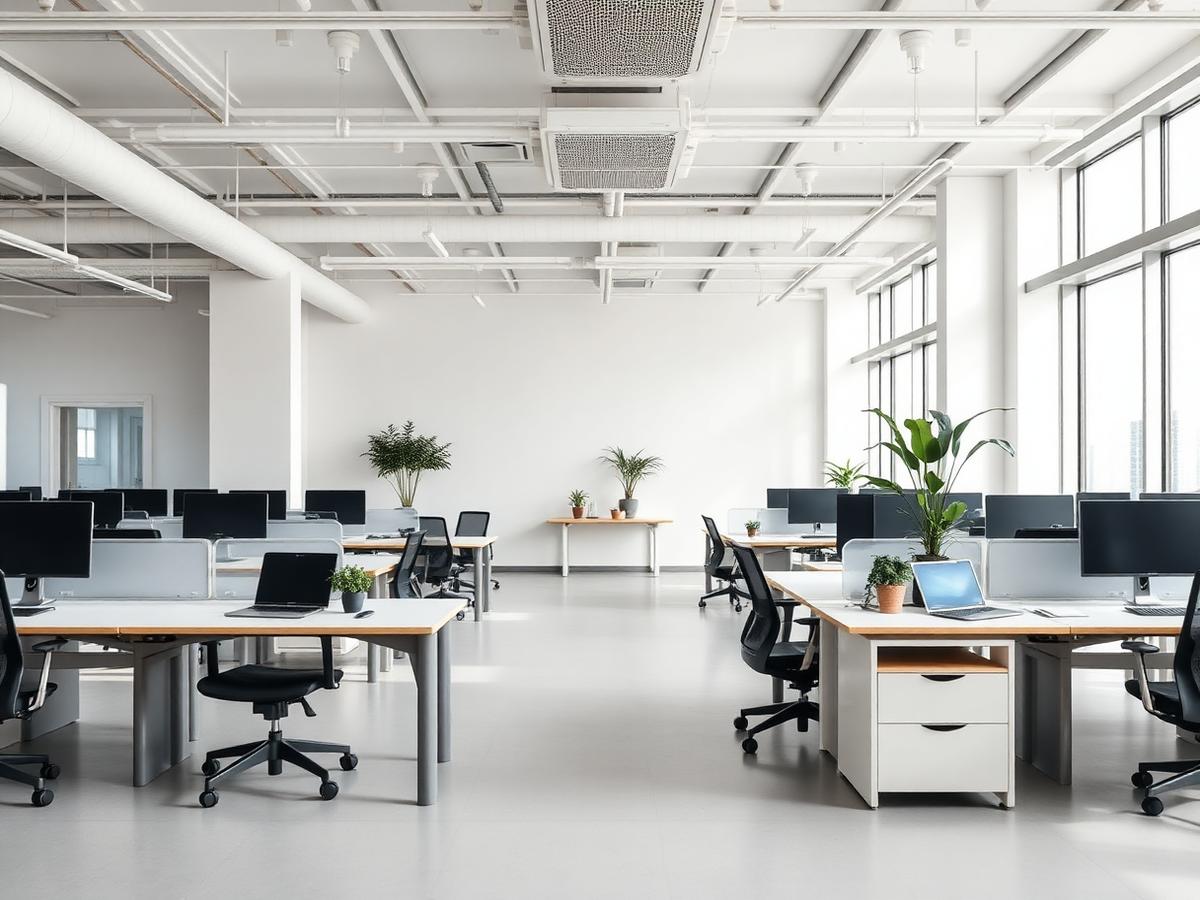 Empty modern office with workstations